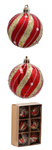 Bombki czerwone złote/szlaczki 6sztuk 7cm