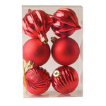 Bombki czerwone mix wzorów 6sztuk 6cm