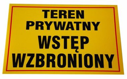 Tablica TEREN PRYWATNY WSTĘP WZBRONIONY BTO-60