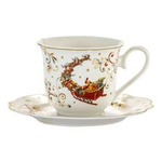 Filiżanki ze spodkiem Mikołaj na saniach 250 ml 2 sztuki