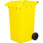 Kosz na śmieci ogrodowy z klapą 240L żółty