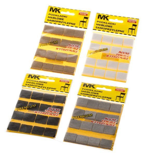 Podkładki filcowe Premium 22x22mm 16 sztuk szary