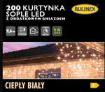 Kurtyna 200LED 9,6m biały ciepły gniazdo zewnątrz
