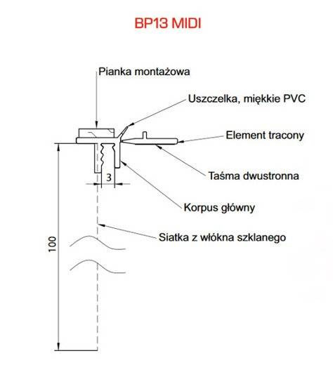 Listwa przyokienna z siatką APU MIDI 2,5m Orzech