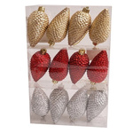 Bombki szyszki 4szt 8cm Mix kolorów