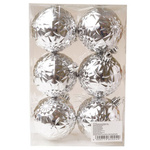 Bombka 6szt 7cm srebrna geometryczna