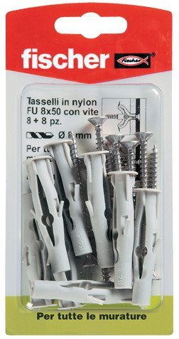 Kołek z wkrętem Fischer FU 8x50 VK 8 sztuk