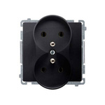 Gniazdo podwójne z uziemieniem czarne MODUŁ