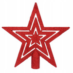 Czerwona brokatowa gwiazda czub na choinkę