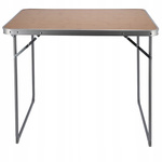 Stół turystyczny składany 80x60x70cm brązowy blat, nogi aluminuim