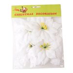 Komplet 6 białych poinsetii dekoracyjnych