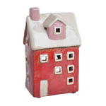 Domek holenderski T-light ceramika czerwony z białym dachemlampion świecznik