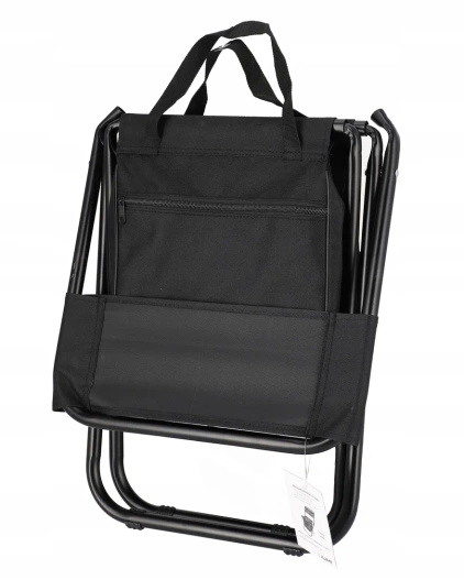 Krzesło rybackie składane czarne z torbą 35x58cm stelaż stalowy