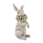 Figurka zając szary szczotkowany z wiankiem 18x7x9,5cm