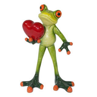 Figurka ceramiczna żaba z sercem 15cm