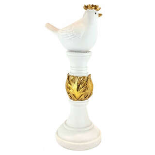 Figurka ptaszek biało-złoty na kolumnie 26,5cm