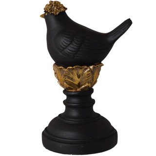Figurka ptaszek czarno-złoty na kolumnie 20,5cm