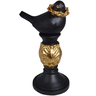 Figurka ptaszek czarno-złoty na kolumnie 26,5cm