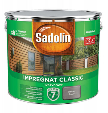 Impregnat Classic Hybrydowy Sadolin 9l Ciemny Szary