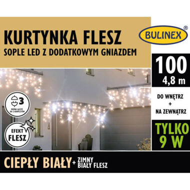 Kurtyna flesz 100LED 4,8m biały ciepły zewnętrzne