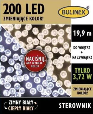 Lampki 200LED białe zmieniające kolor 19,9m