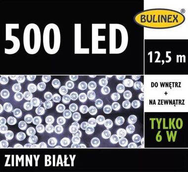 Lampki LED 500L 12,48m biały zimny zewnętrzne