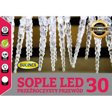 Lampki sople 30LED białe zimne 5,8m