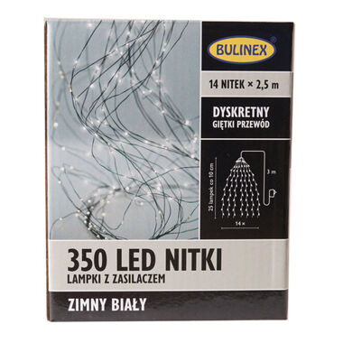 Lampki wewnętrzne 350 LED nitki biały zimny