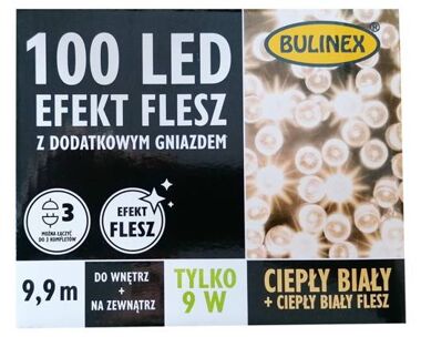 Lampki zewnętrzne 100LED białe ciepłe z fleszem