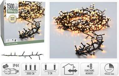 Lampki zewnętrzne/wewnętrzne 1500 mikro LED biały ciepły 30 m