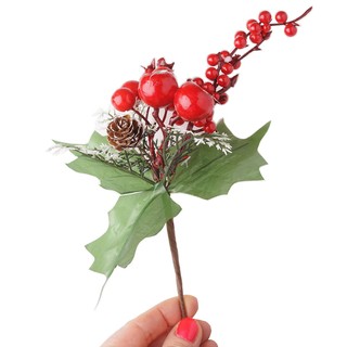 PIK Gałązka świąteczna głóg czerwone owoce 25cm