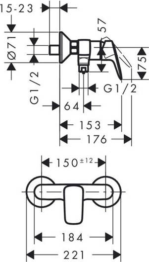 Bateria prysznicowa ścienna Logis Hansgrohe Chrom