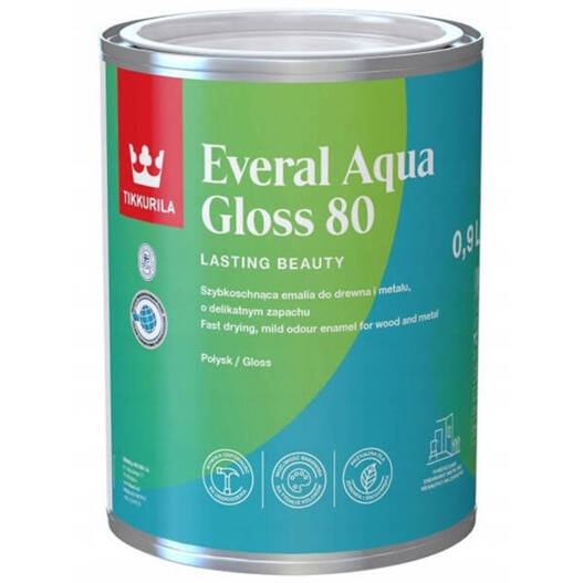 Emalia akrylowa Tikkurila Everal 80 Gloss 0,9l Biała