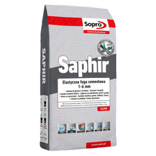 Fuga cementowa Saphir 16 Jasnoszara 3kg Sopro