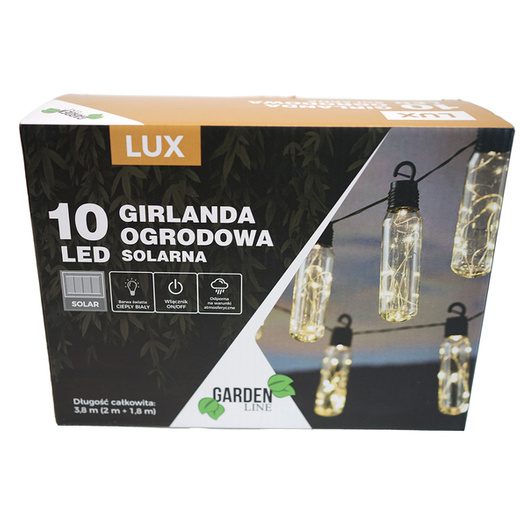 Girlanda solarna 10LED 1,8m podłużne żarówki