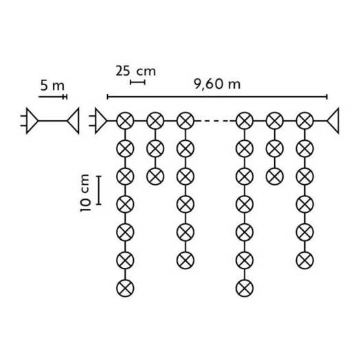 Kurtyna 200LED 9,6m biały zimny zewnętrzne gniazdo