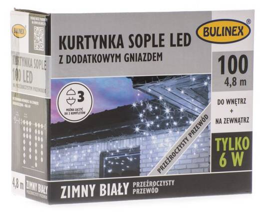 Kurtyna sople 100 LED biały zimny zewnętrzna