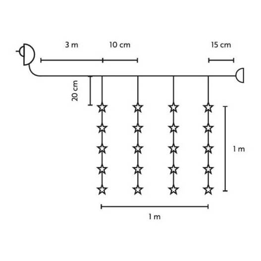 Kurtyna wewnętrzna gwiazdki LED 1m biały ciepły 25