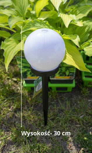 Lampa solarna LED biała kula H30cm