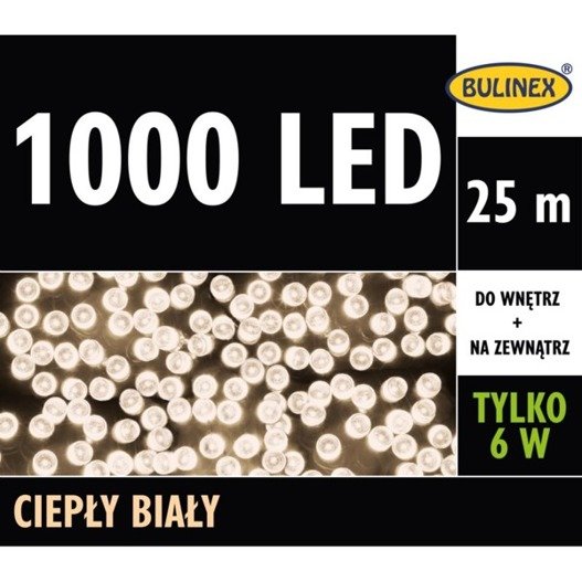 Lampki 1000LED biały ciepły 25 m z zasilaczem