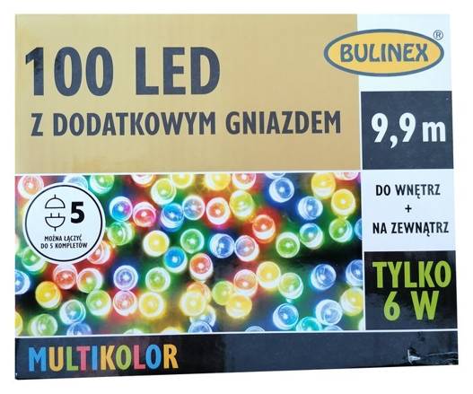 Lampki zewnętrzne 100LED wielobarwne 9,9m