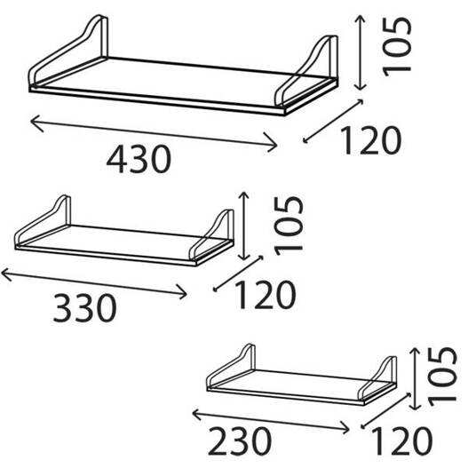 Półka Loft FBL2 430x330x230mm 3 sztuki