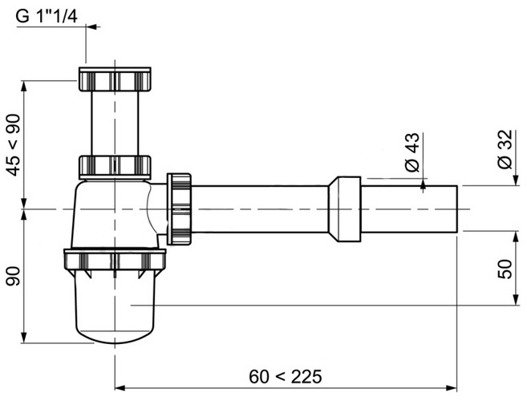 Półsyfon umywalki 1 1/4'' butelkowy Tycner