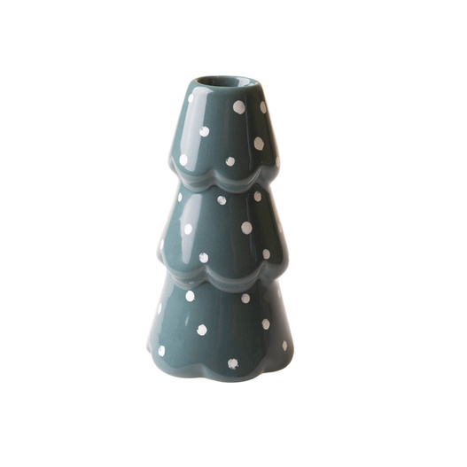 Świecznik ceramiczny choinka w kropki h12 cm