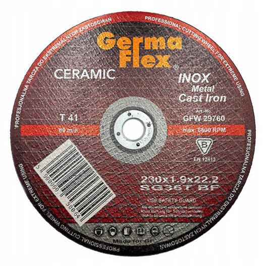 Tarcza do cięcia metalu Inox Ceramic 230x1,9x22,2mm Germa Flex