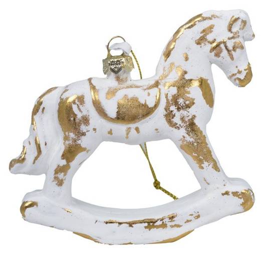 Zawieszka biało-złoty koń na biegunach