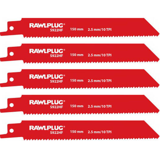 Zestaw brzeszczotów do piły szablowej 5szt 152mm 1,8mm Rawlplug