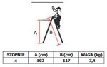 Drabina drewniana 4-stopniowa rozstawiana